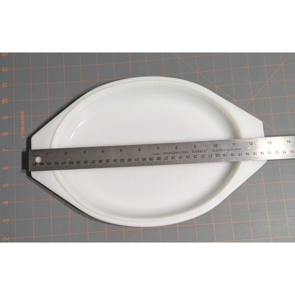 Vintage Pyrex Blue Snowflake Garland Oval Lid 12.75" White Glass Replacement - Picture 7 of 15